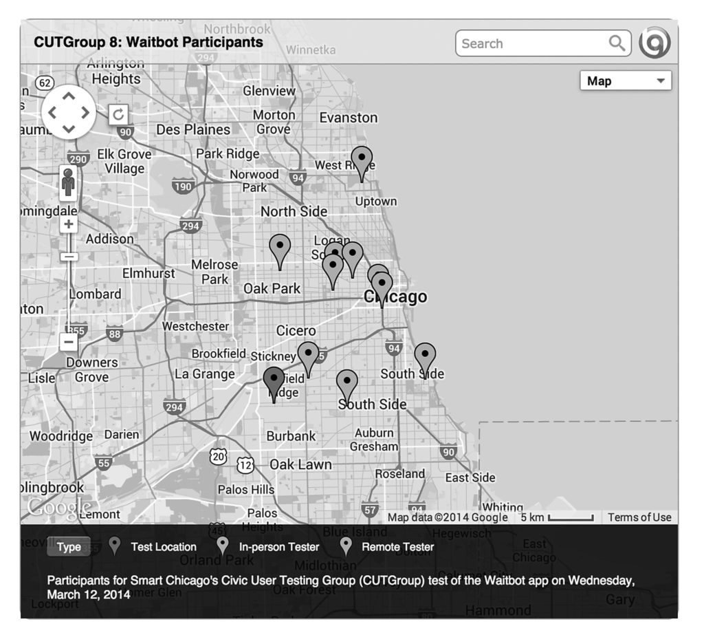 Chicago map showing distribution of testers
