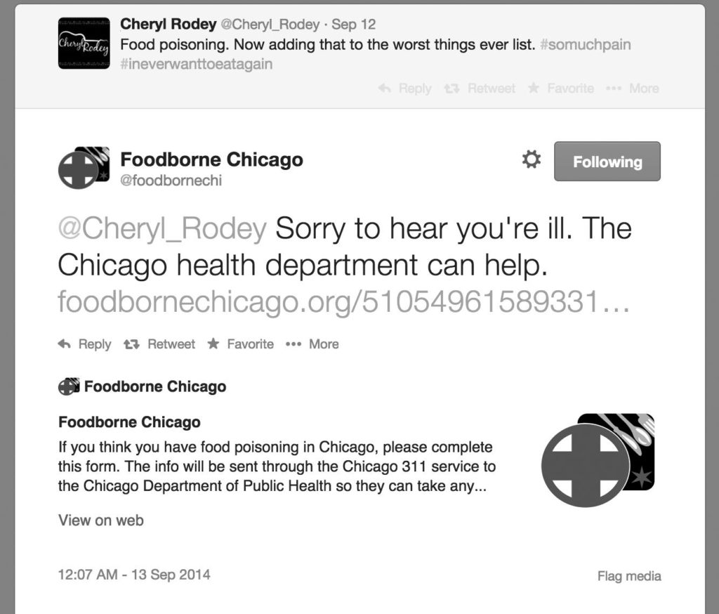 Twitter cards were effective in showing the quasi-official nature of Foodborne Chicago.